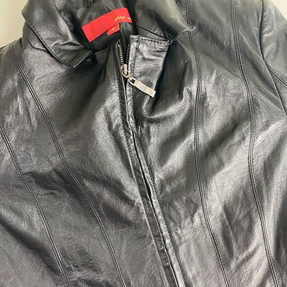 Black Max USA Women’s Genuine Leather Black Fitted Zipper Up Jacket Size Small - Picture 13 of 15